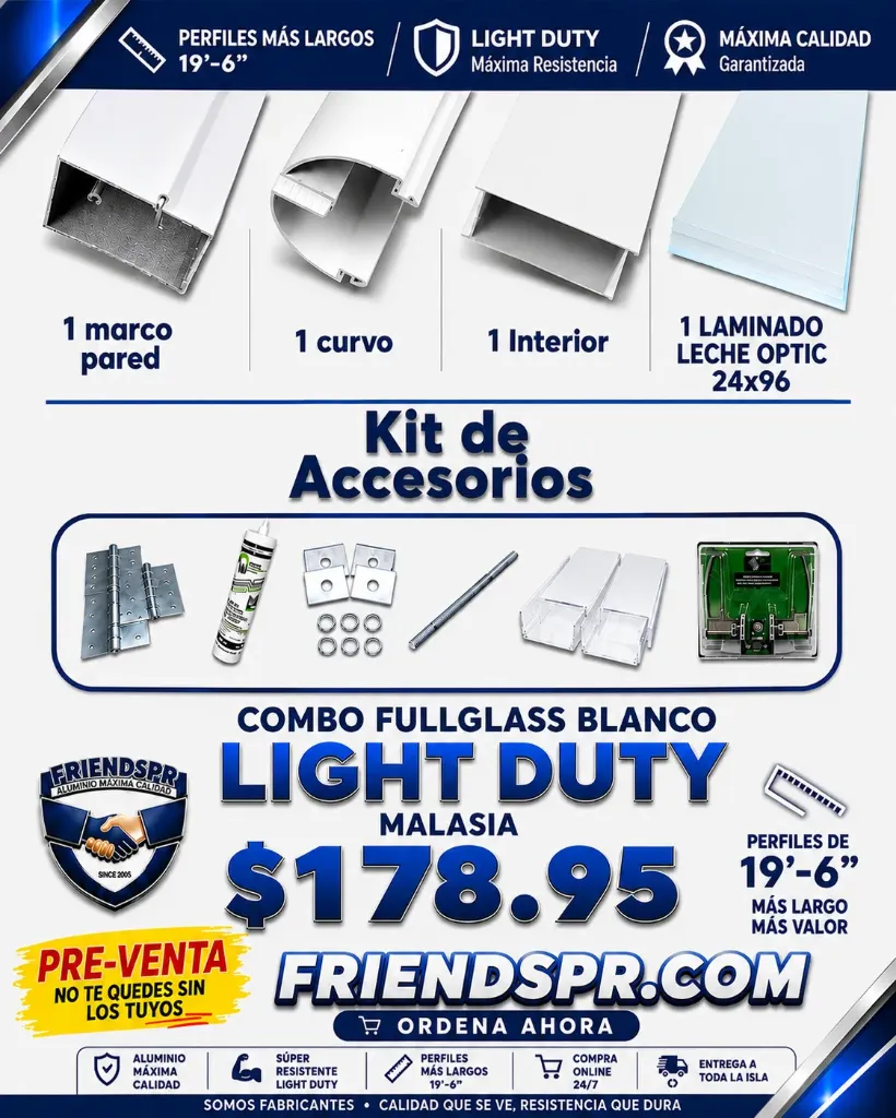 Combo FullGlass Light Duty con Laminado Leche Optic 24x96