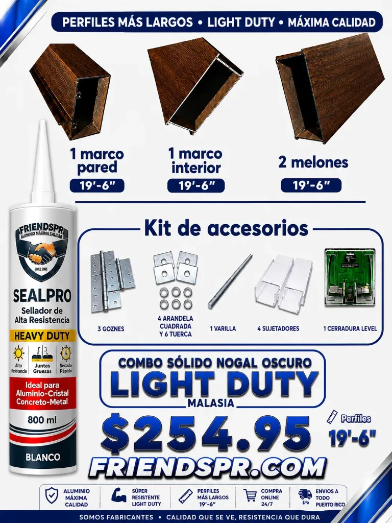 (MALASIA) LD NOGAL - Combo Solido LIGHT DUTY 19'-6"con Accesorios