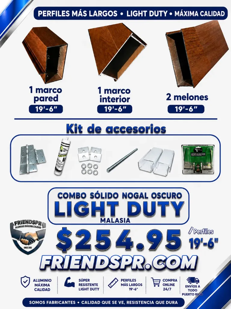 NOGAL OSCURO- Combo Solido LIGHT DUTY 19'-6"con Accesorios (MALASIA)
