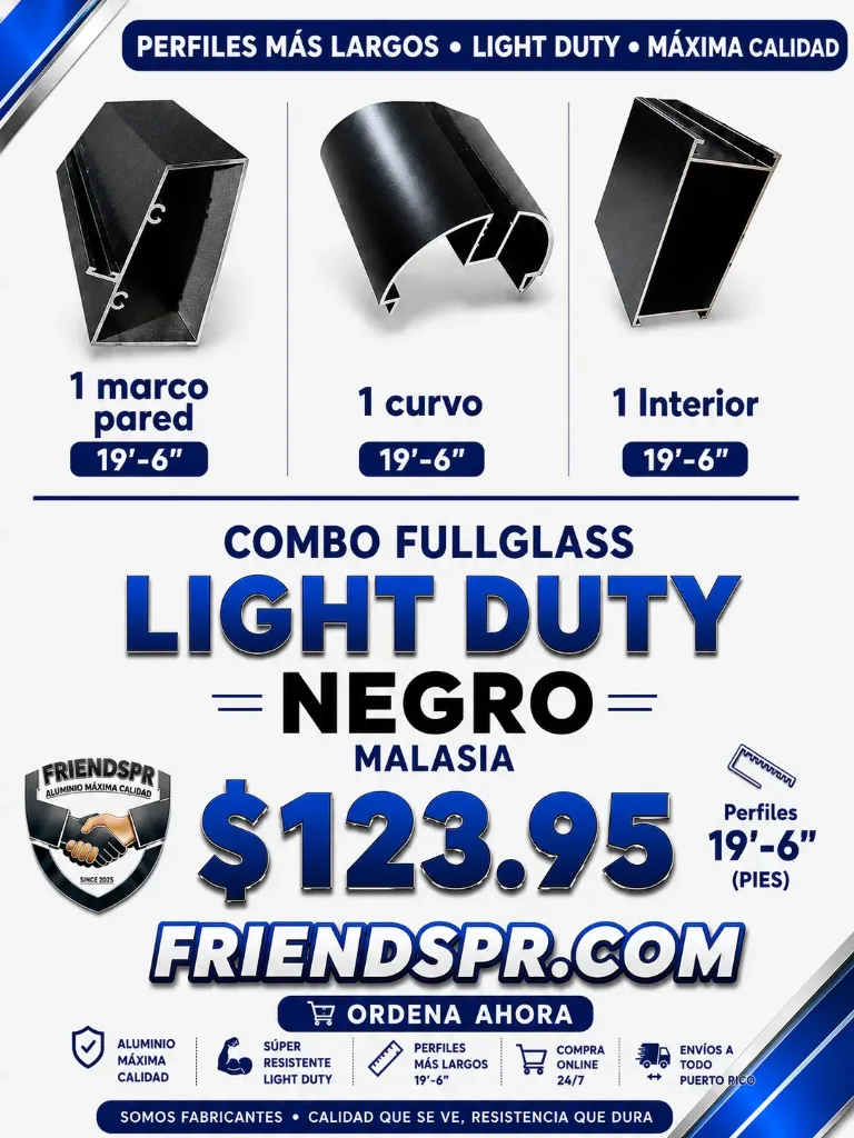 (MALASIA) LD NEGRO - Combo FullGlass Light Duty 3 Piezas