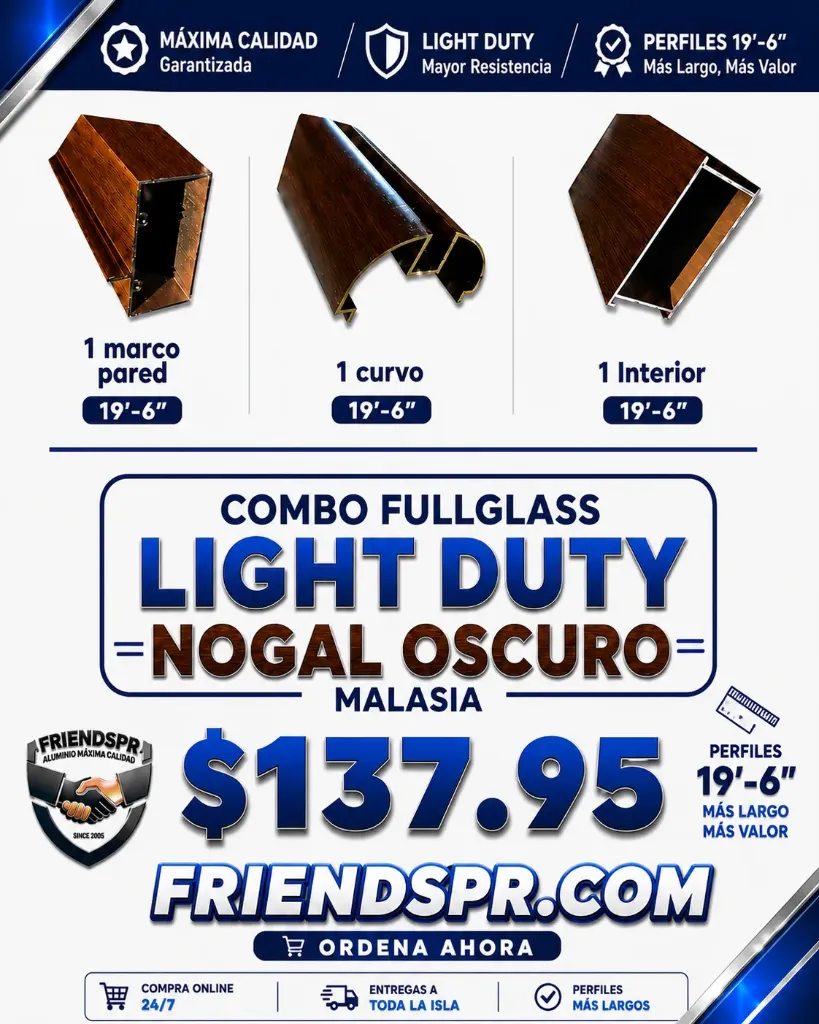 (MALASIA) LD NOGAL - Combo FullGlass Light Duty, 3 Piezas