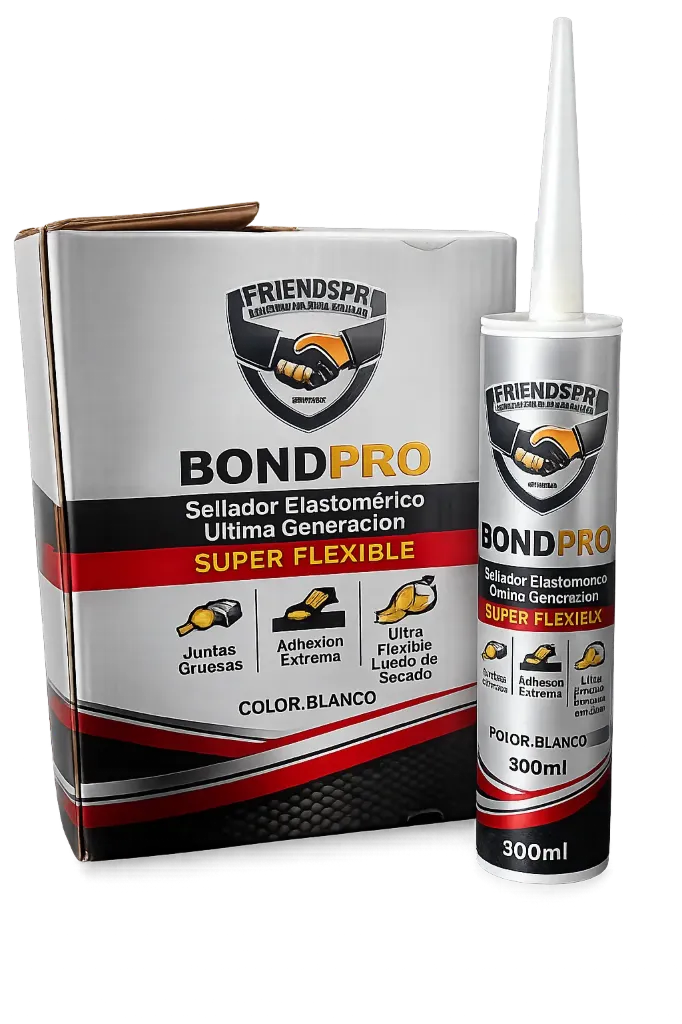 BondPRO-Caulking Elastometrico, Super Flexible, Adherencia Extrema, Blanco Brilloso