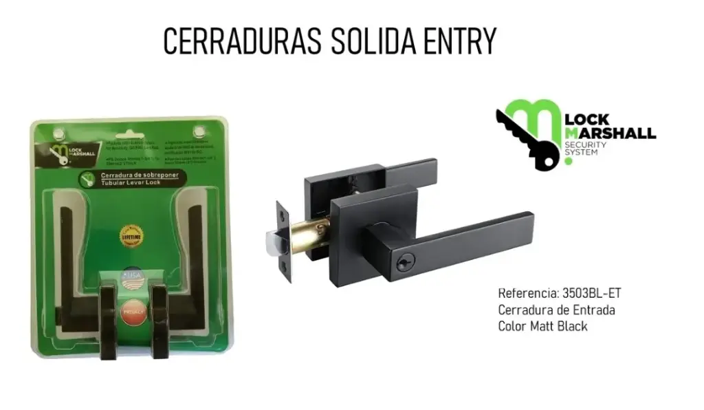 NEGRO-Cerradura Cuadrada Level con Llave (3503BL-ET)