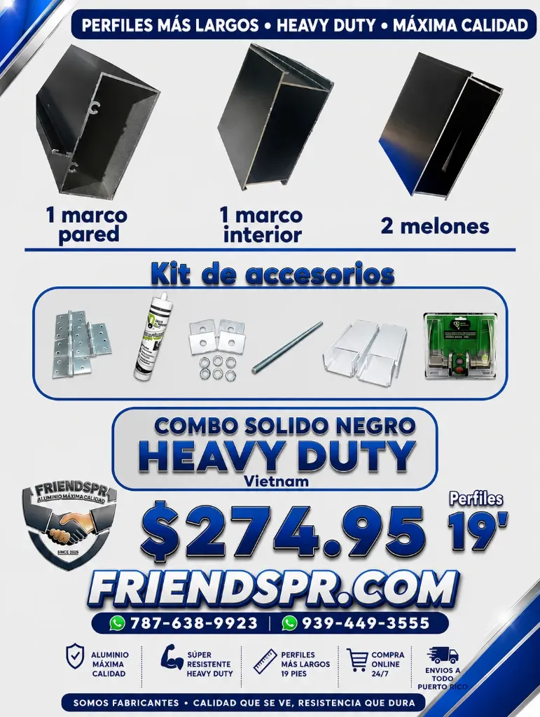 NEGRO- Combo Solido(Melon) incluye: 1 marco Interior, 1 marco Exterior, 2 Melones- Todo 19' con Accesorios (Vietnam)